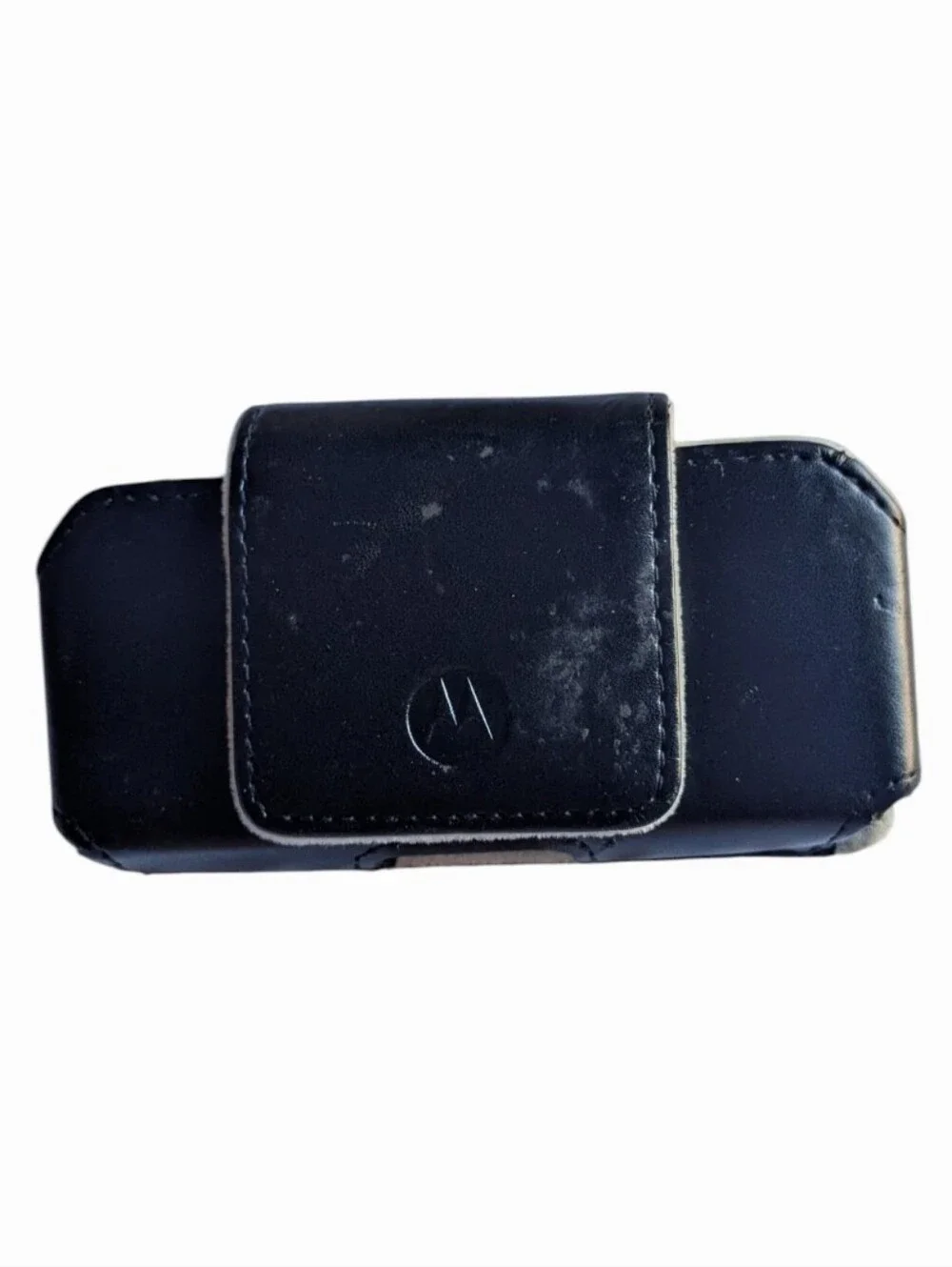 Motorola Black Leather Horizontal Belt Holster with Flip Closure
